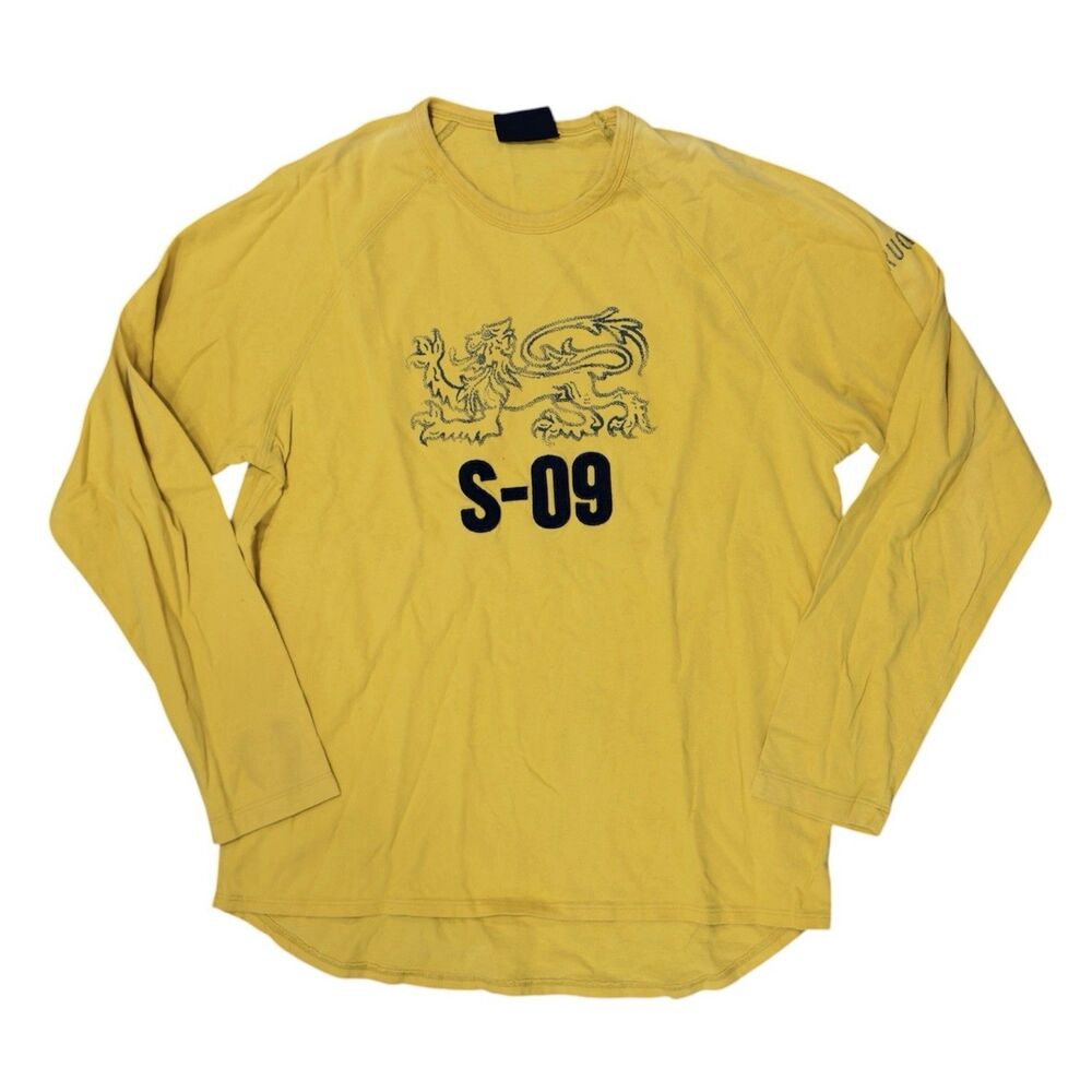 Vintage 90s Structure Long Sleeve Shirt Men’s L Yellow Dragon Graphic USA Y2K